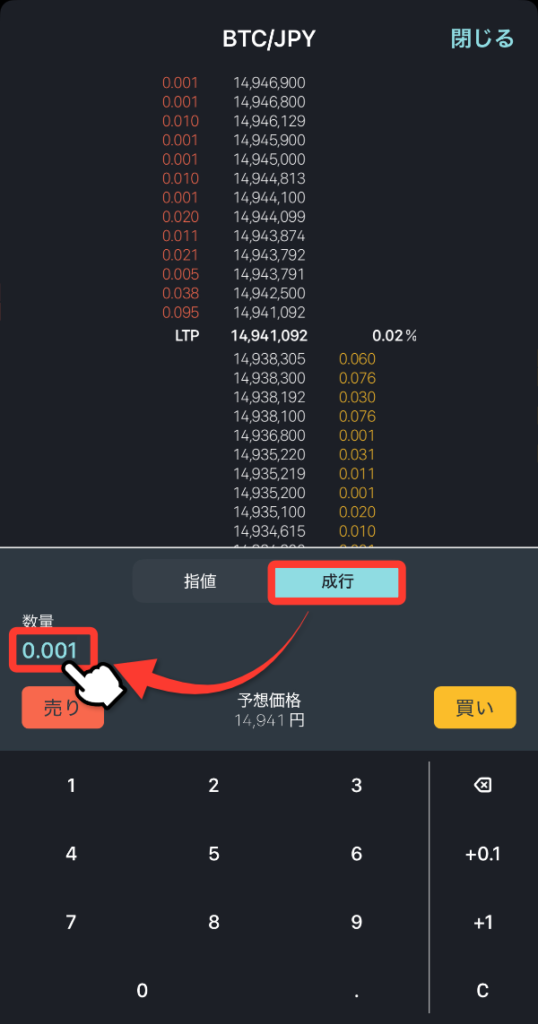 成行注文にして購入数量を決める
