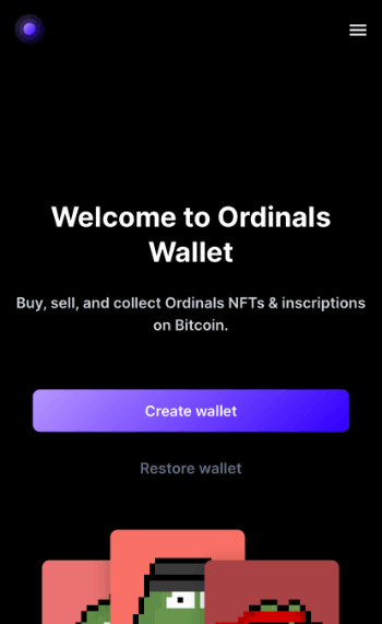 Ordinals Walletトップ