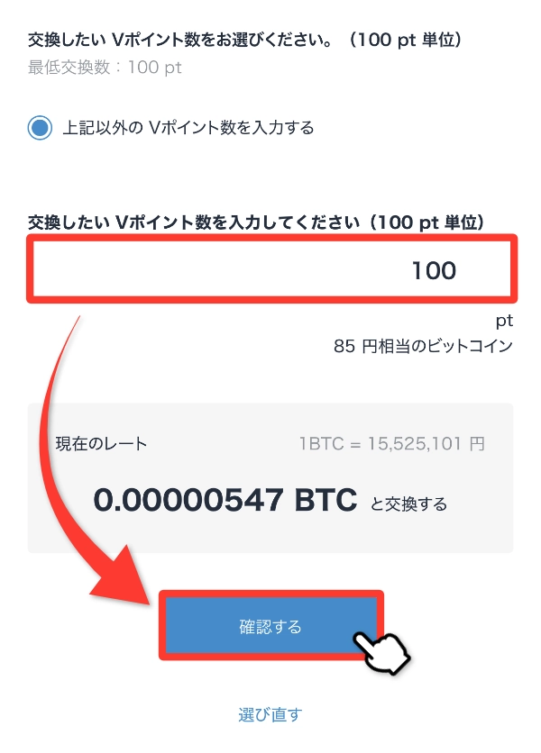 任意のポイントを入力